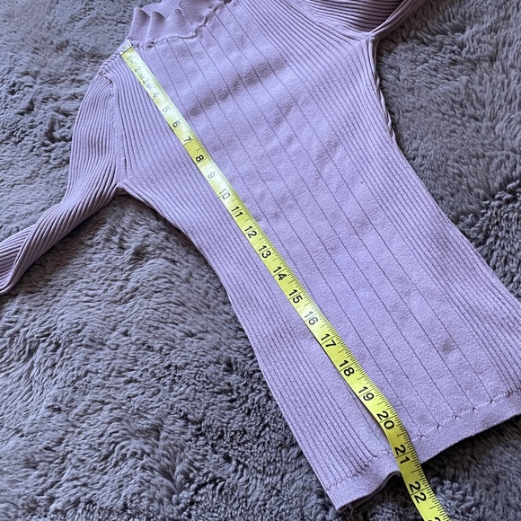 WHBM Lavender Ribbed 3/4 Sleeve Sweater Shirt - Picture 8 of 10